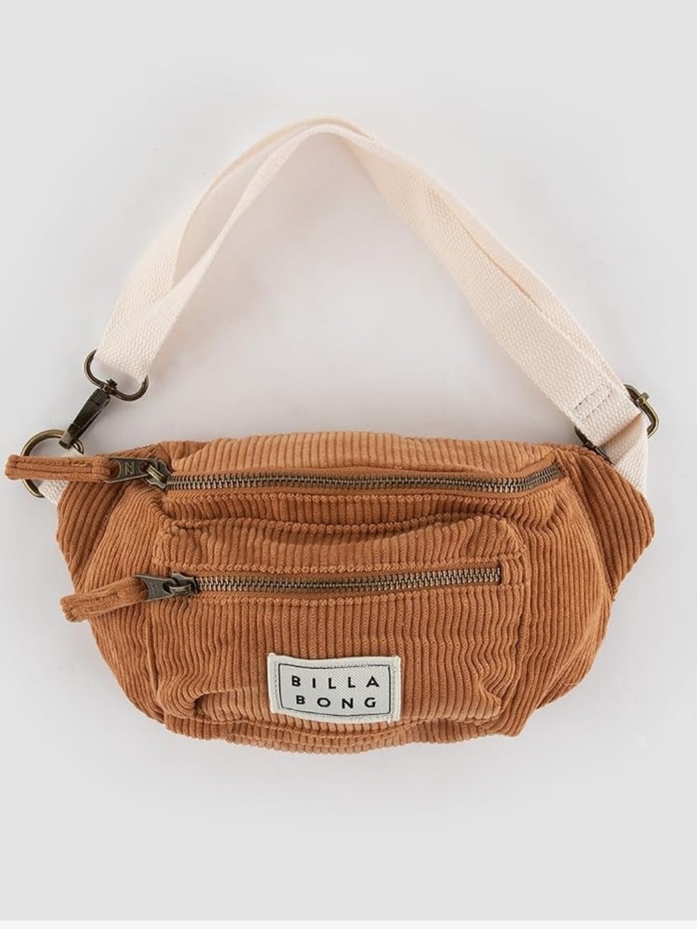 Billabong On My Bum Waist Fanny Pack Toffee One Size Corduroy Bag Cream Strap